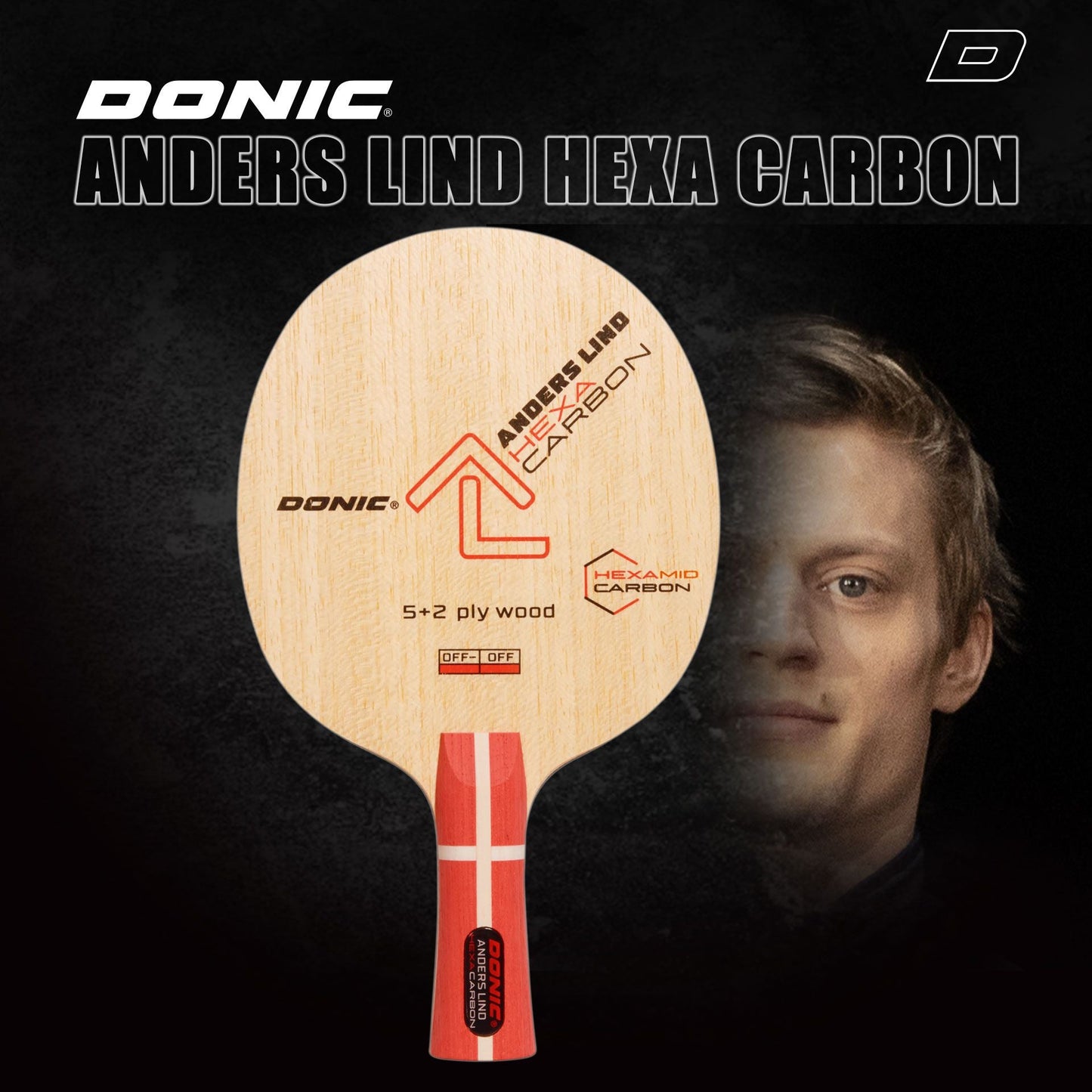Lemn Paleta Tenis de Masa DONIC Anders Lind Hexa Carbon - Magazin Tenis de Masa