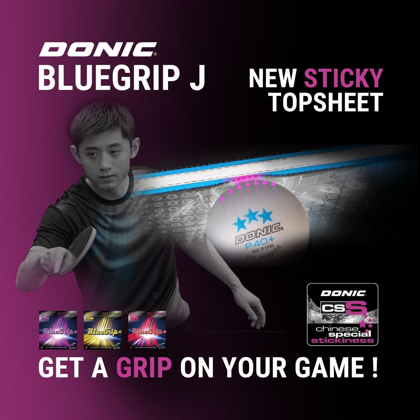 Fata Paleta Tenis de Masa DONIC BlueGrip J3 - Magazin Tenis de Masa