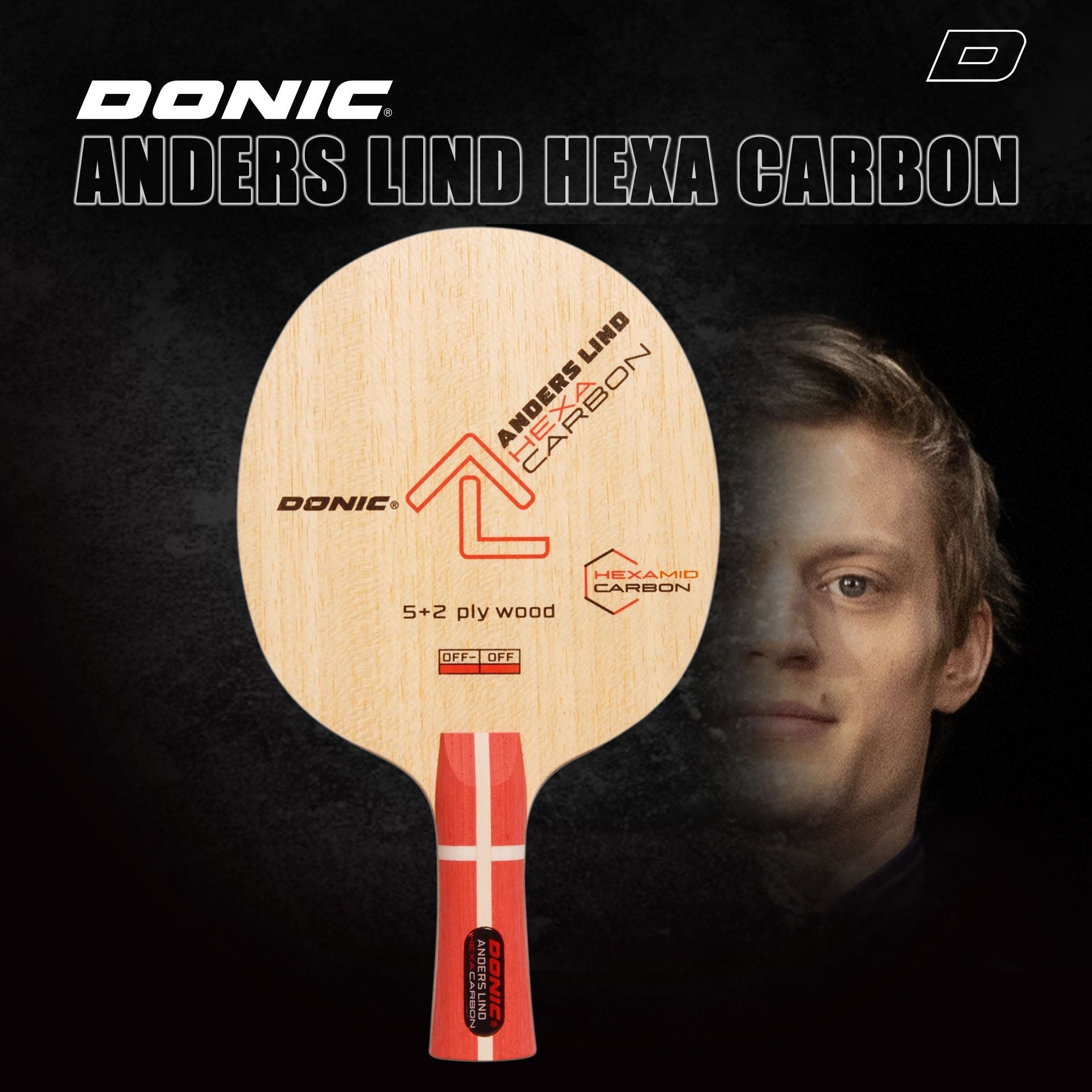 Lemn Paleta Tenis de Masa DONIC Anders Lind Hexa Carbon– TenisMasa.ro