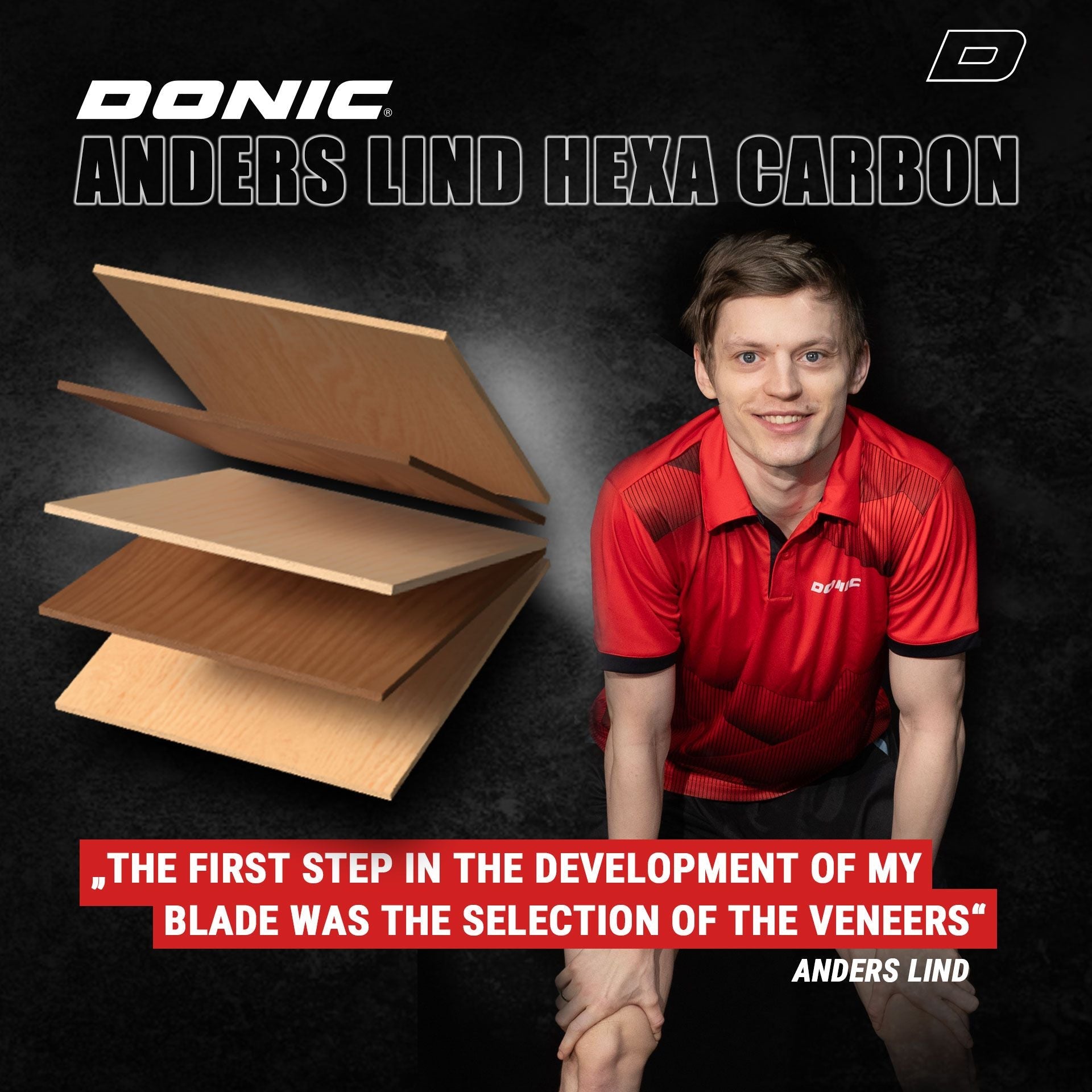Lemn Paleta Tenis de Masa DONIC Anders Lind Hexa Carbon– TenisMasa.ro
