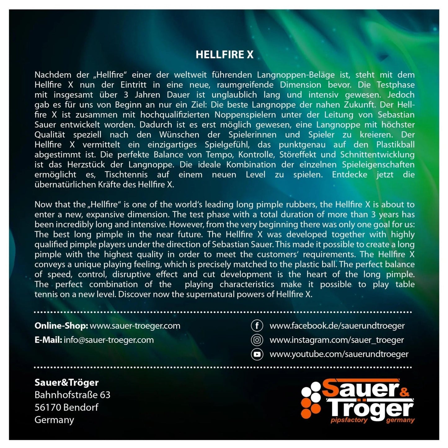 Fata Paleta Tenis de Masa Sauer & Tröger Hellfire X - Magazin Tenis de Masa