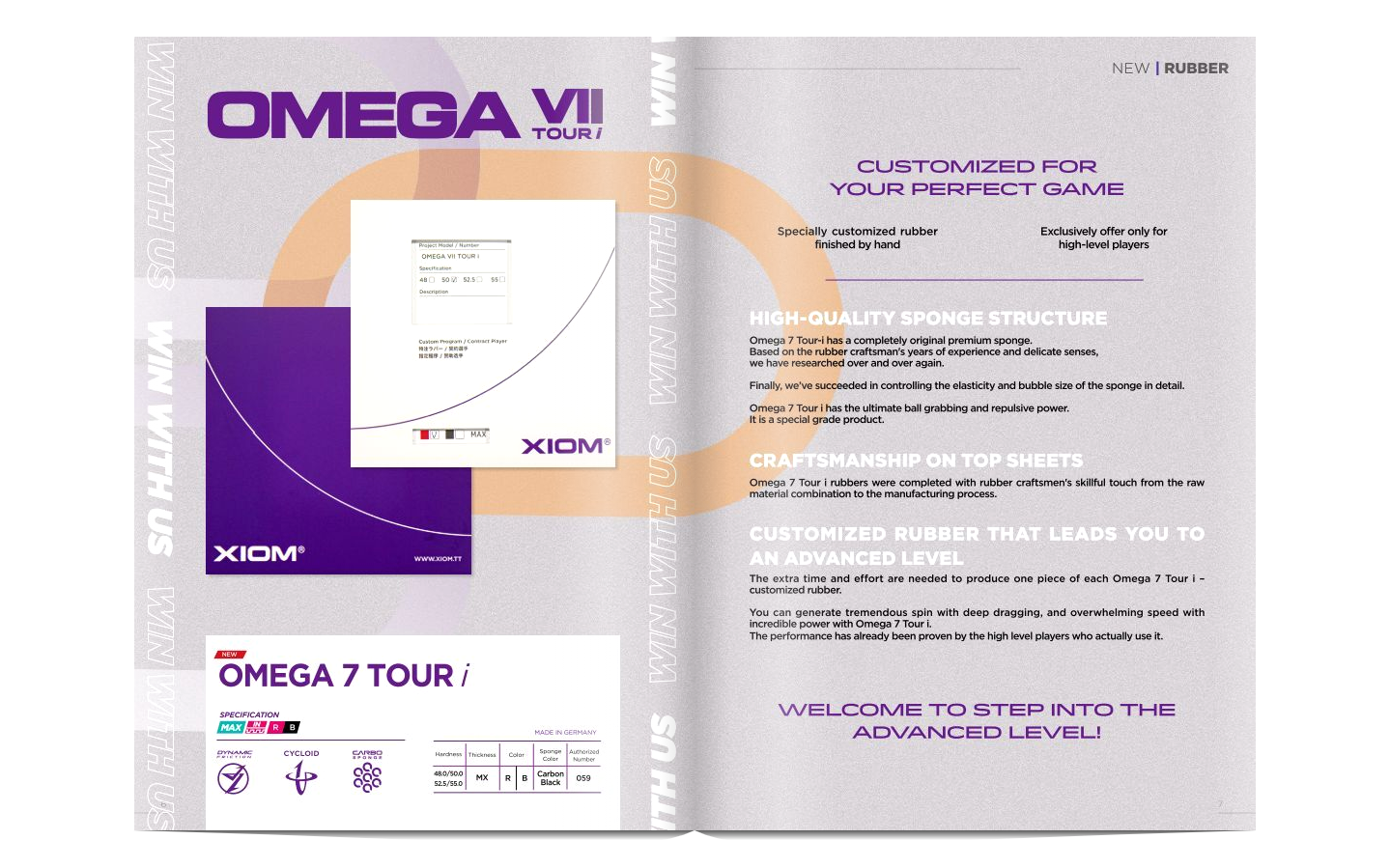 Xiom Omega 7 Tour i  Cea mai inalta calitate din lume - Custom - made rubber for the national team players Editie Limitata